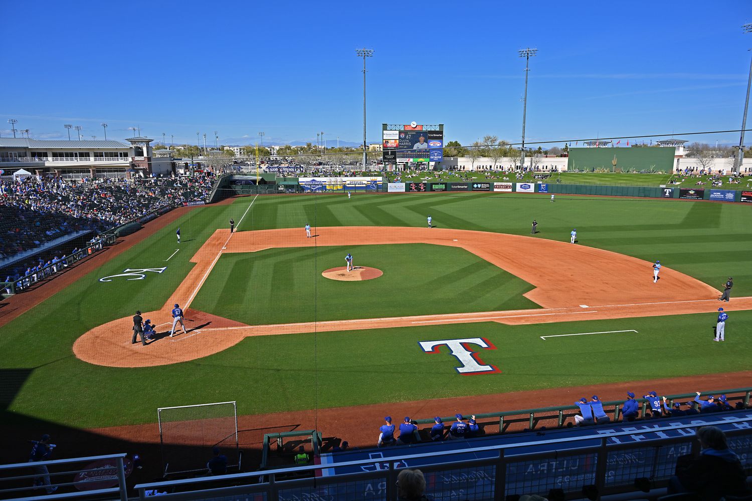The Texas Rangers opened their 2024 Cactus League spring training season with a 5-4 win over the Kansas City Royals at Surprise Stadium in Arizona.